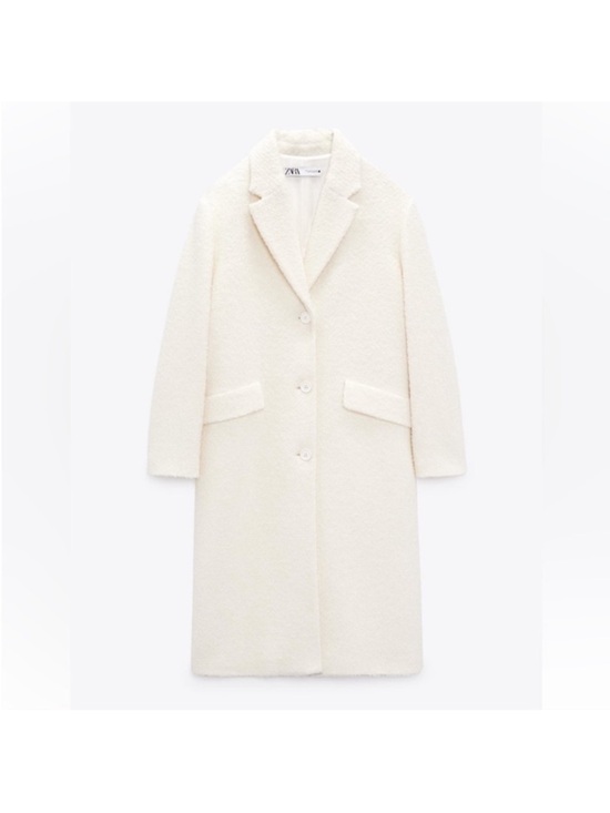 Zara Jackets & Blazers - Zara Straight Cut Wool Blend Coat S Ecru Blogger Favorite
